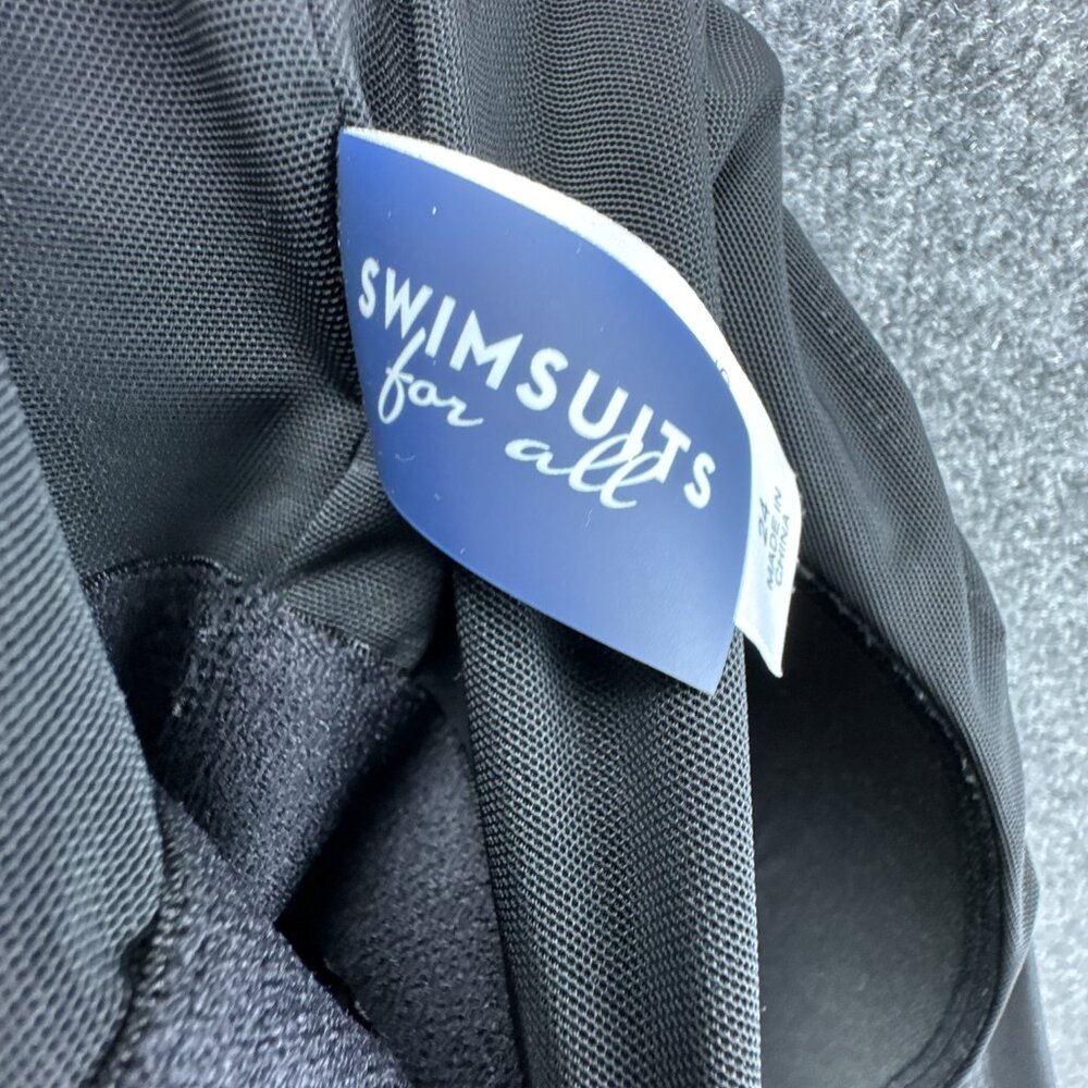 Swimsuits For All Black One Piece Swimdress Size 24 Empire‎ Square Neck - Picture 8 of 10